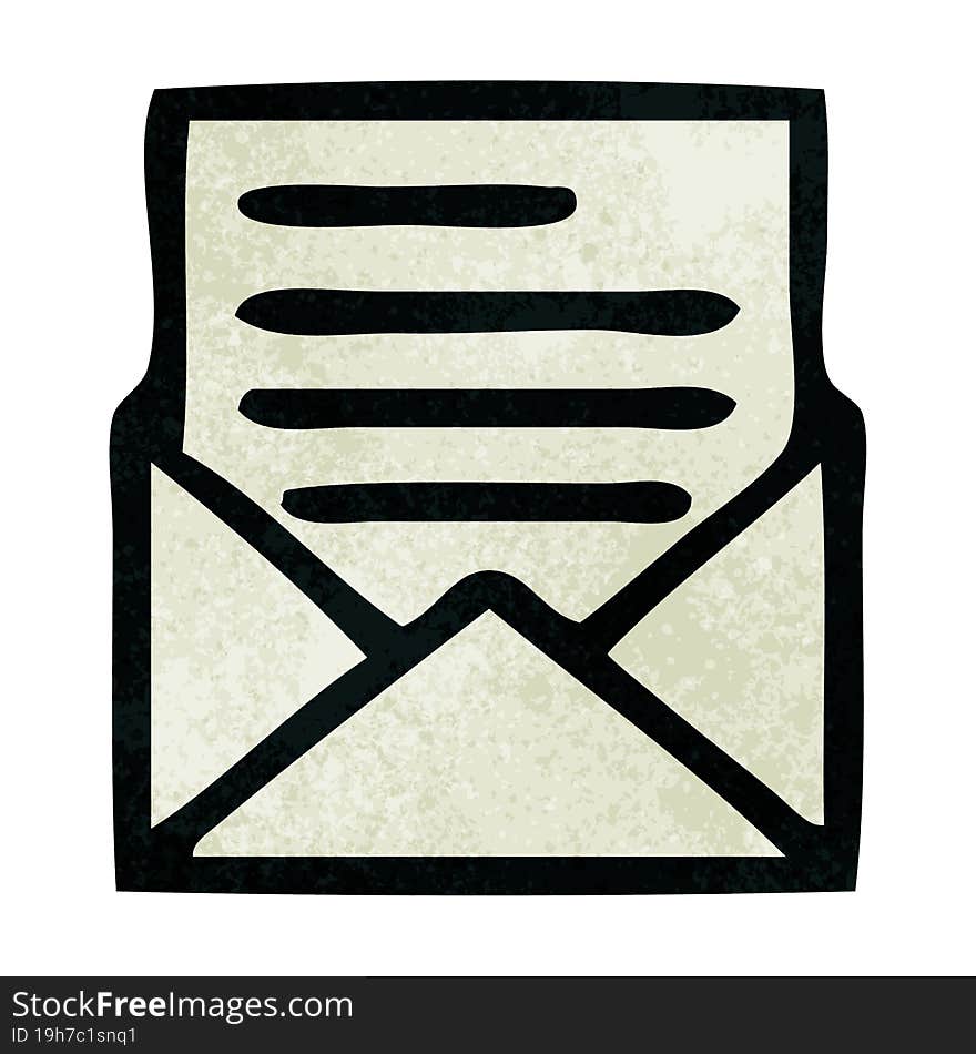 retro grunge texture cartoon letter and envelope