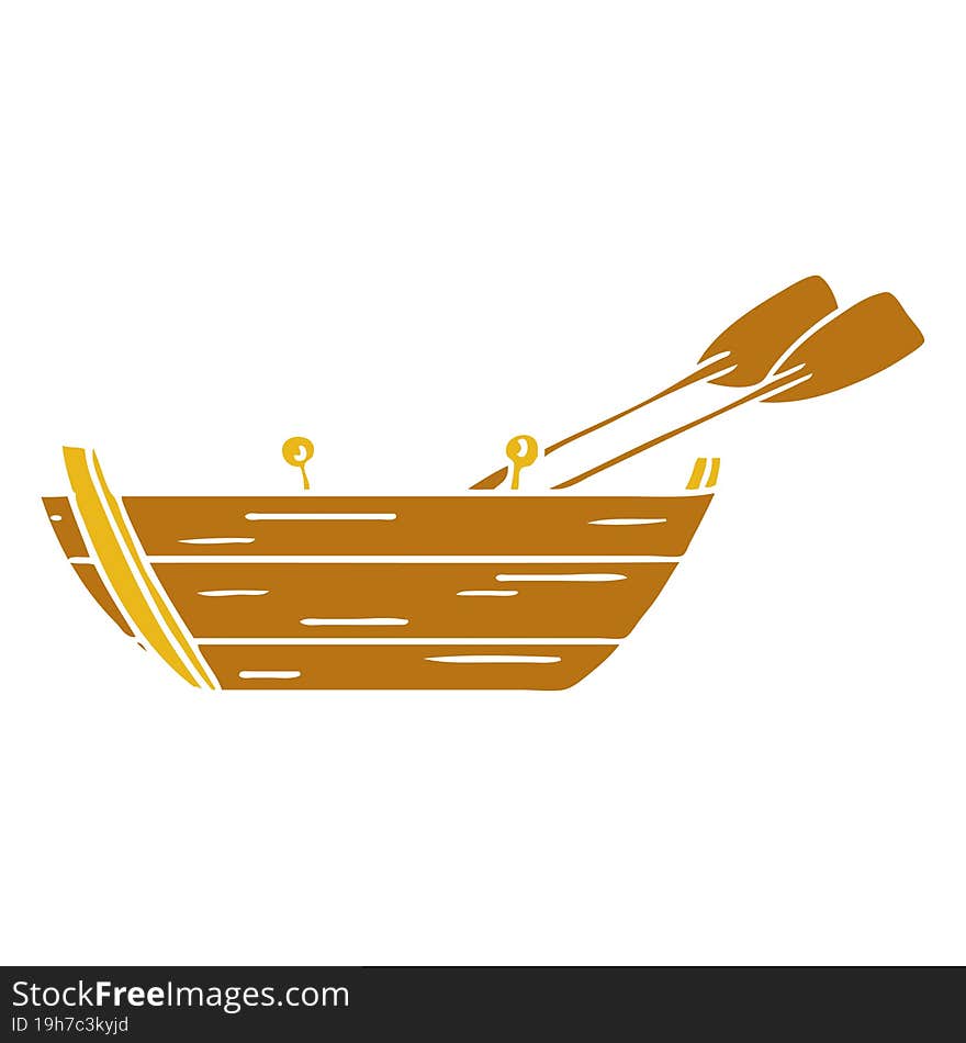 cartoon doodle of a wooden boat