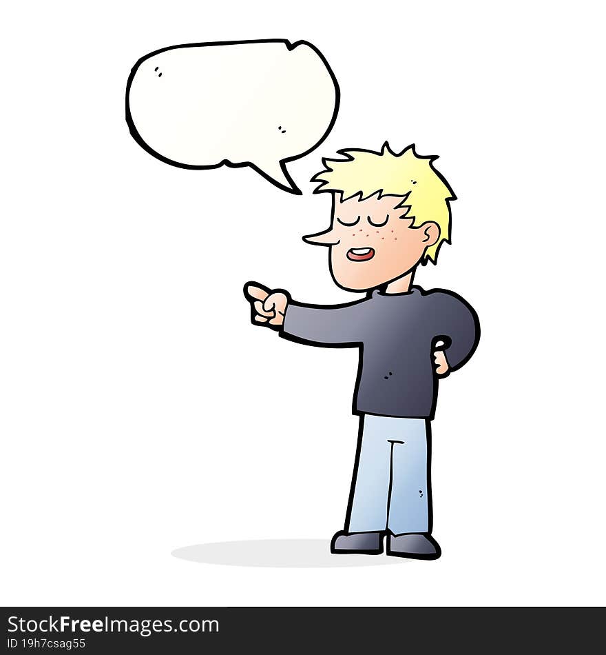 Cartoon Man Pointing With Speech Bubble