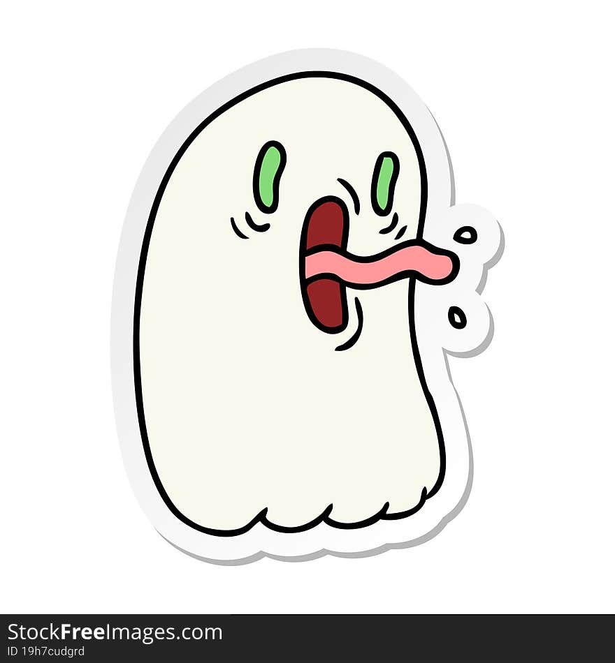 freehand drawn sticker cartoon of kawaii scary ghost