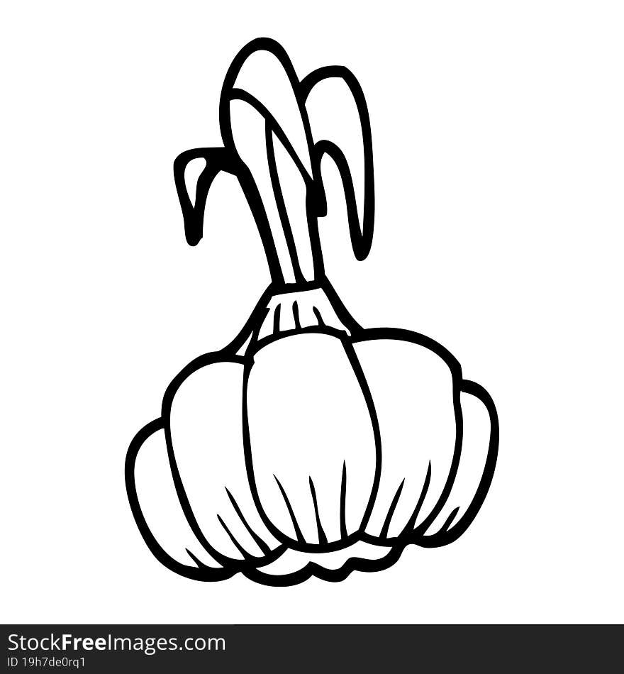 line drawing cartoon sprouting garlic