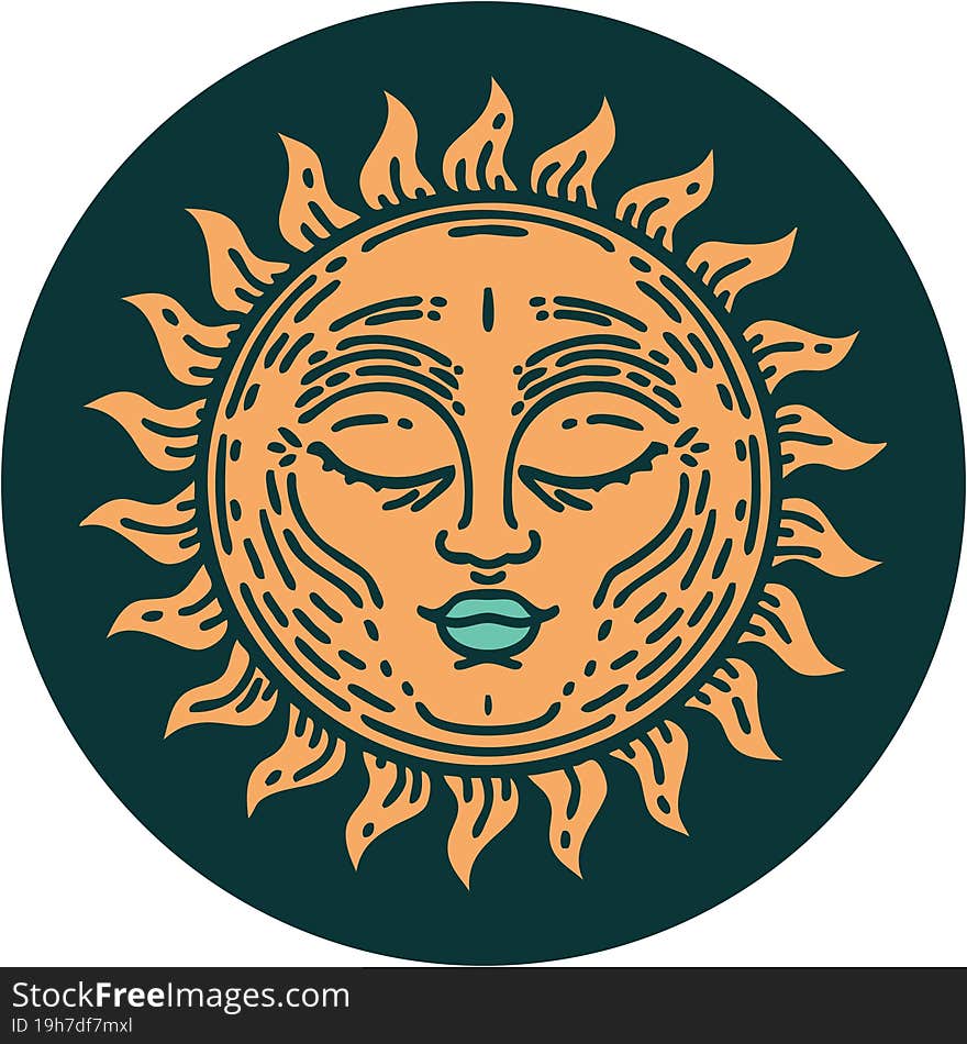 Tattoo Style Icon Of A Sun