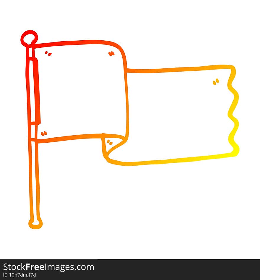 Warm Gradient Line Drawing Cartoon White Flag Waving