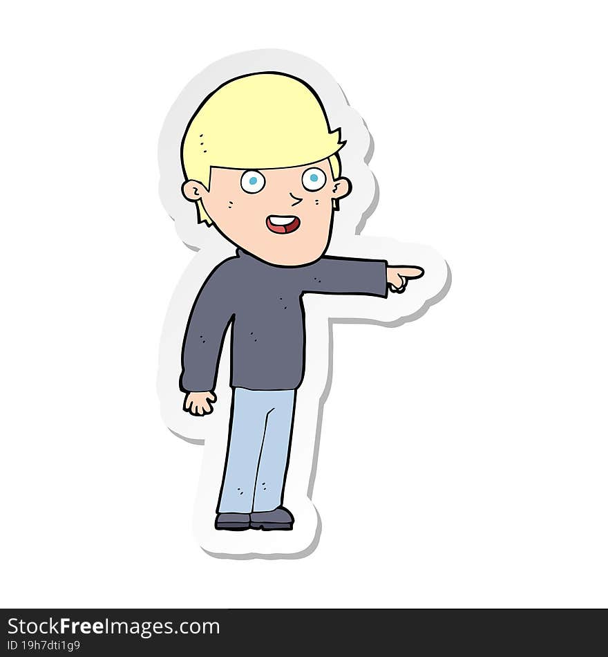 Sticker Of A Cartoon Pointing Man