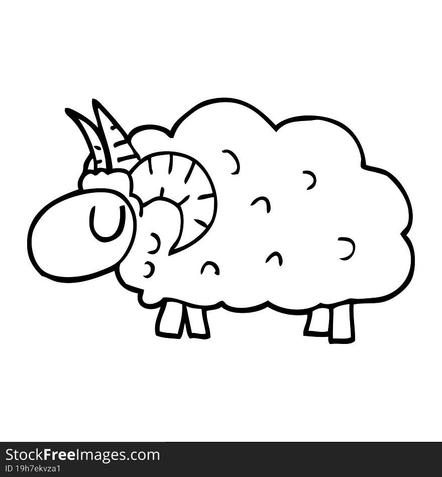 line drawing cartoon black sheep