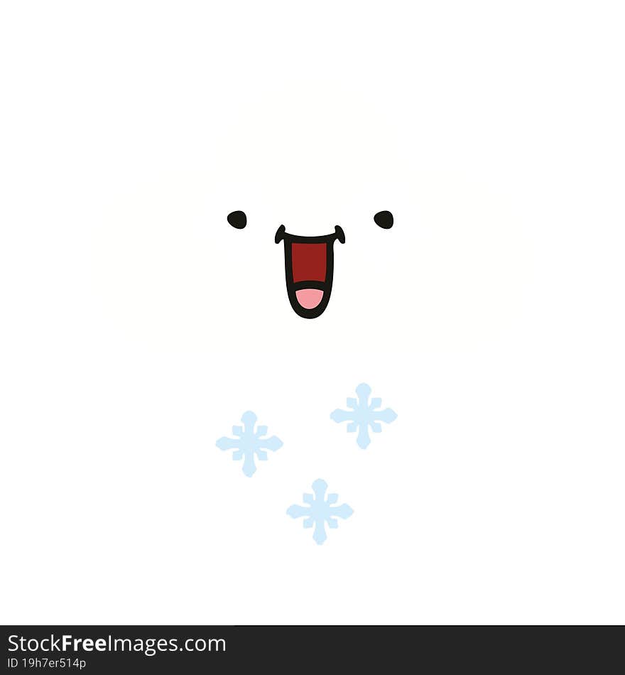 flat color retro cartoon snow cloud