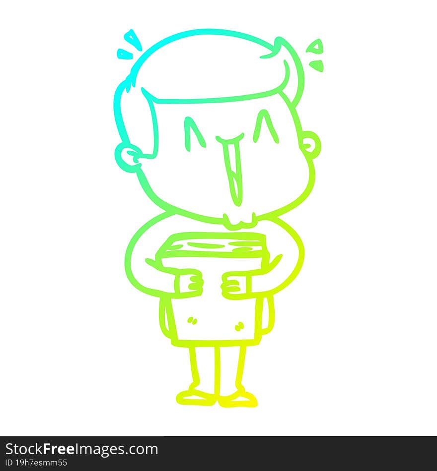 Cold Gradient Line Drawing Cartoon Excited Man