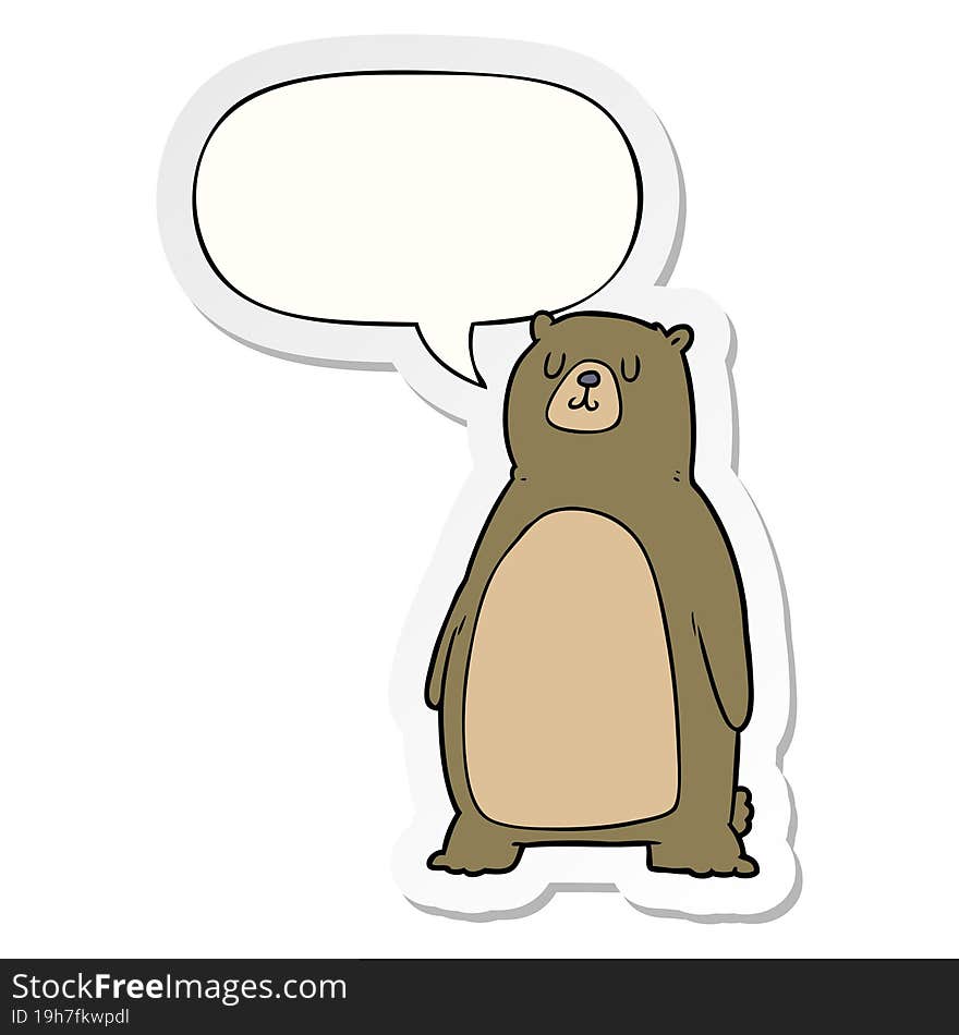 cartoon bear and speech bubble sticker