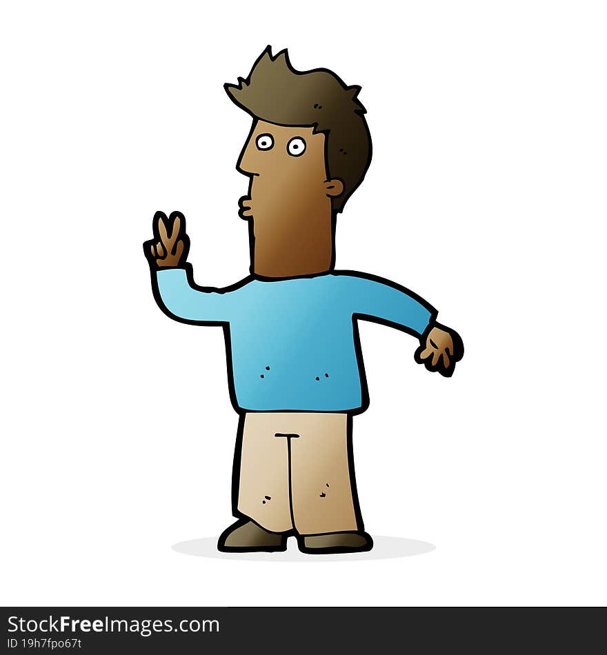 cartoon man signaling with hand