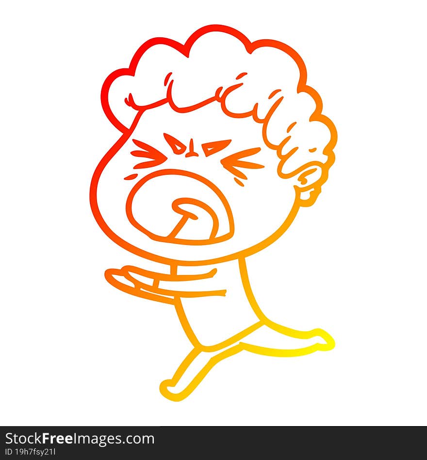 warm gradient line drawing cartoon furious man