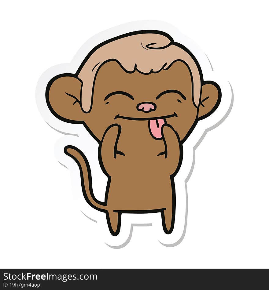 sticker of a funny cartoon monkey