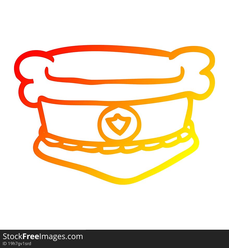 Warm Gradient Line Drawing Cartoon Fire Chiefs Hat