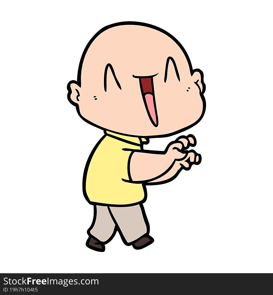 happy cartoon bald man. happy cartoon bald man