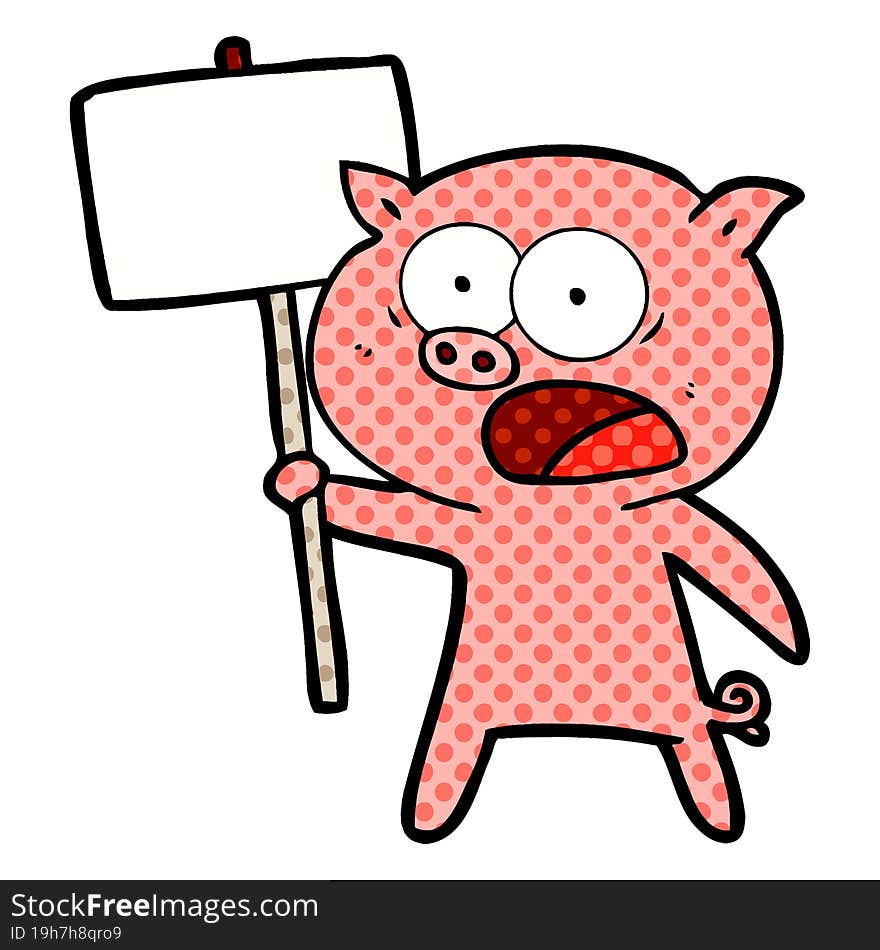 cartoon pig protesting. cartoon pig protesting