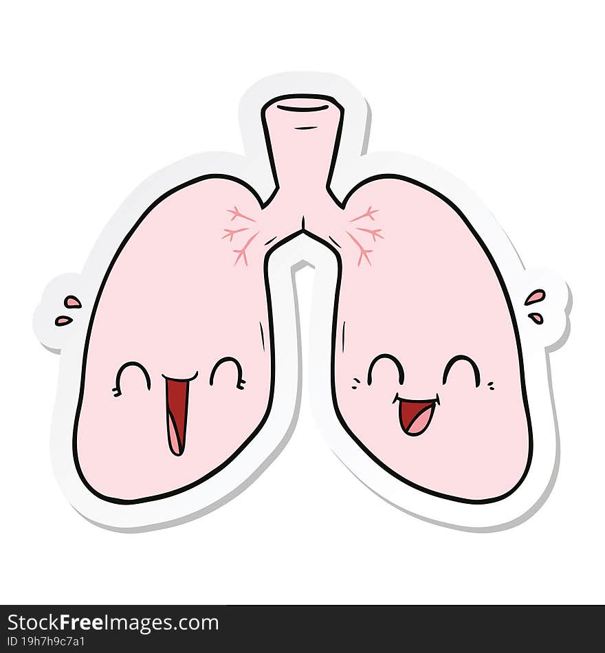 sticker of a cartoon happy lungs