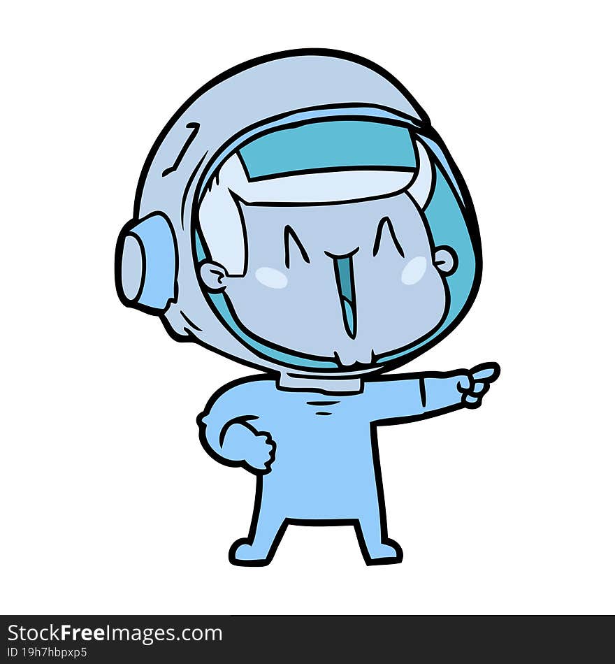 happy cartoon astronaut pointing. happy cartoon astronaut pointing