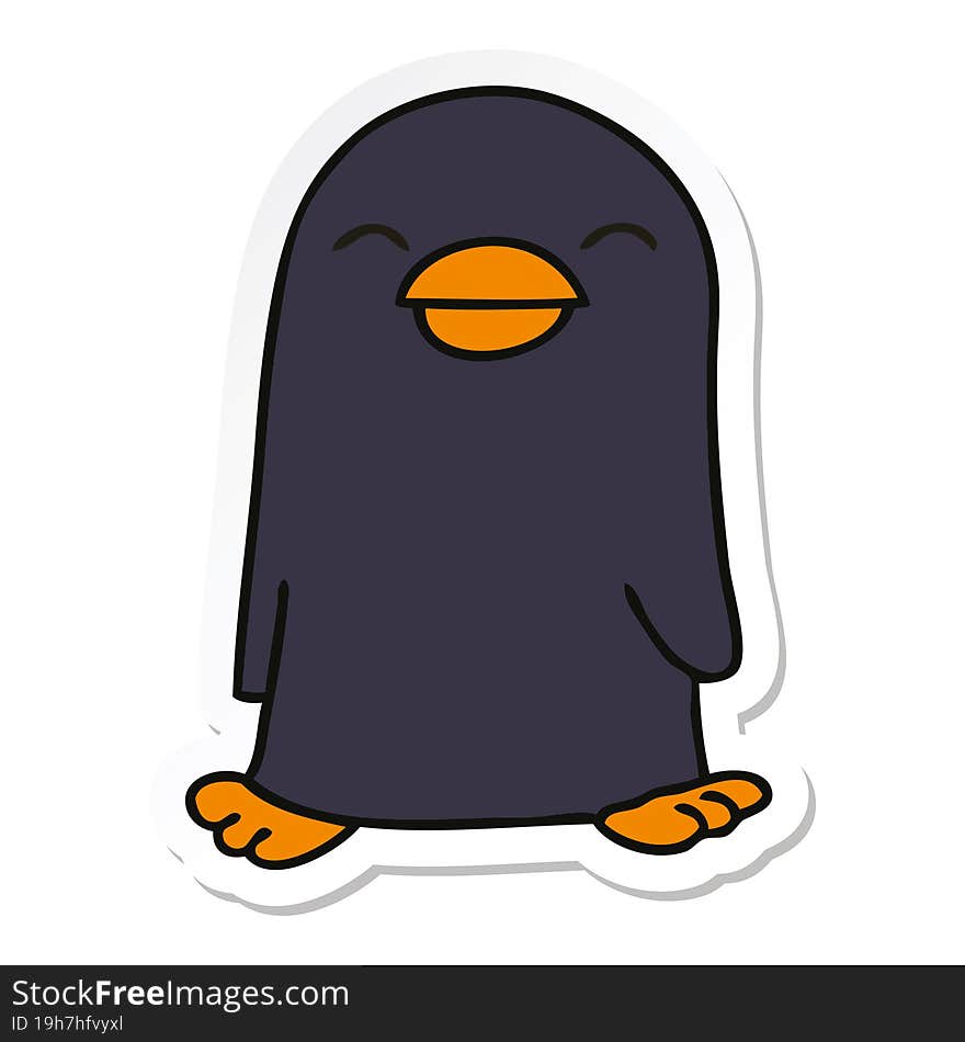 sticker of a quirky hand drawn cartoon penguin