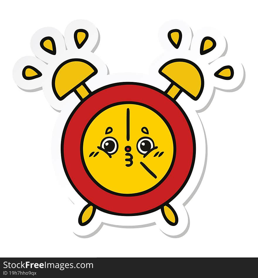 Sticker Of A Cute Cartoon Alarm Clock