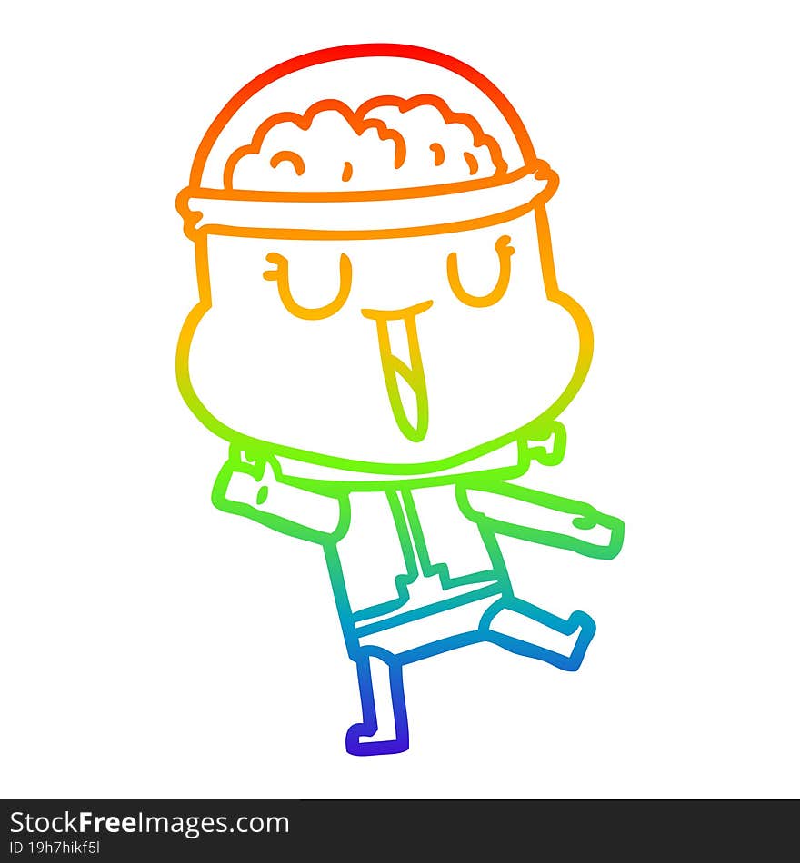 rainbow gradient line drawing happy cartoon robot