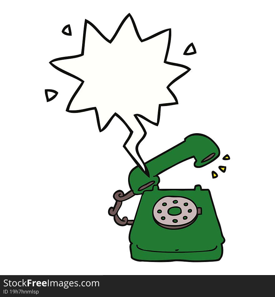 cartoon old telephone and speech bubble