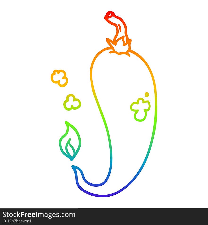 rainbow gradient line drawing cartoon chili pepper