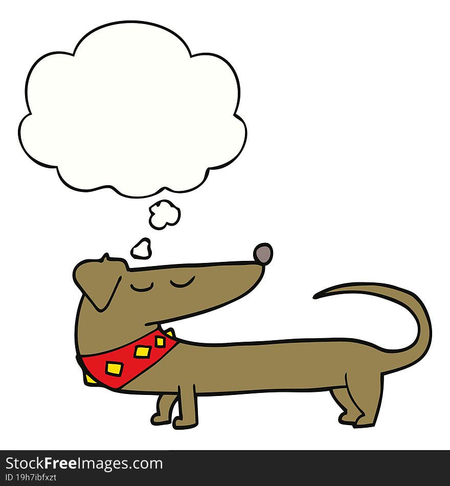 cartoon dog with thought bubble. cartoon dog with thought bubble