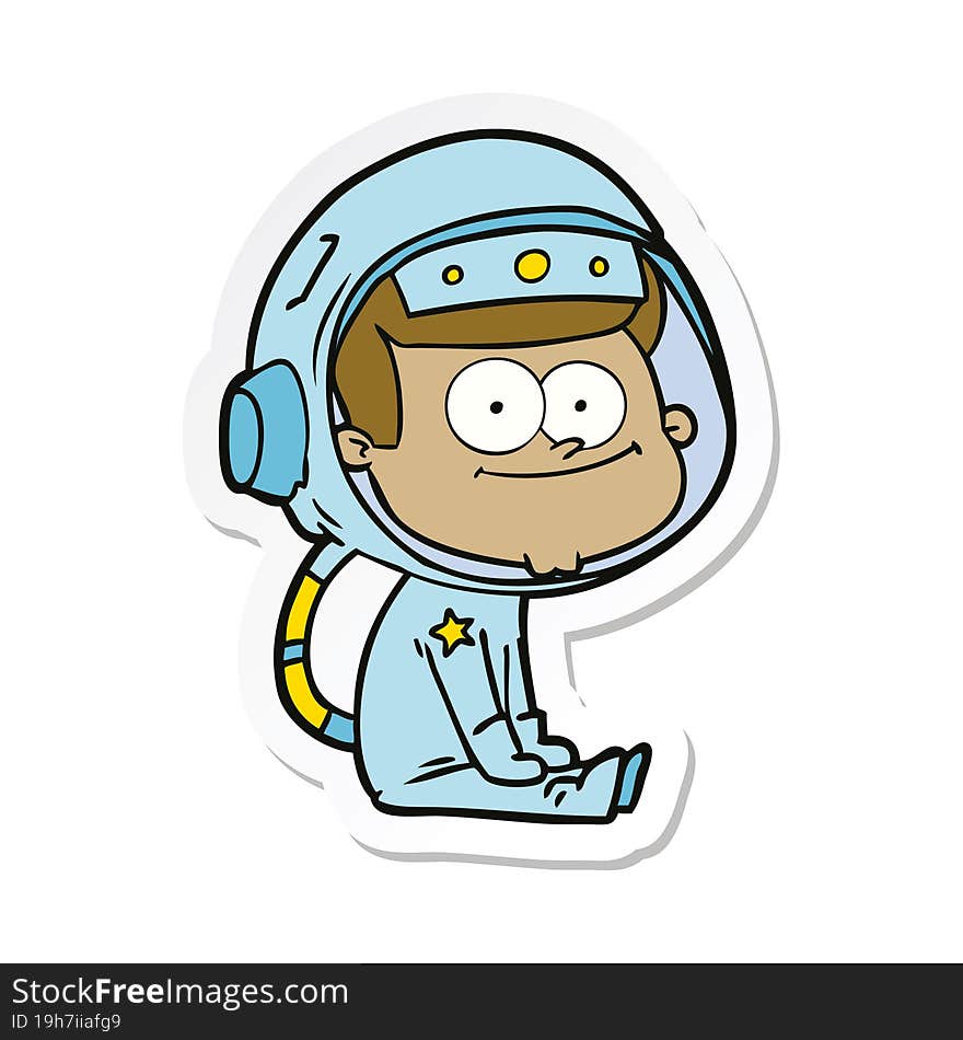 sticker of a happy astronaut cartoon