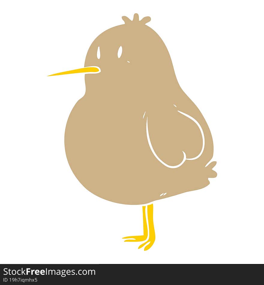 Cute Flat Color Style Cartoon Kiwi Bird