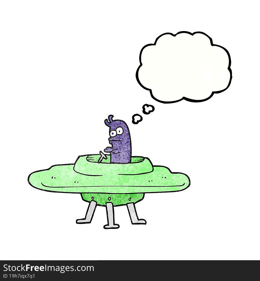 thought bubble textured cartoon flying saucer