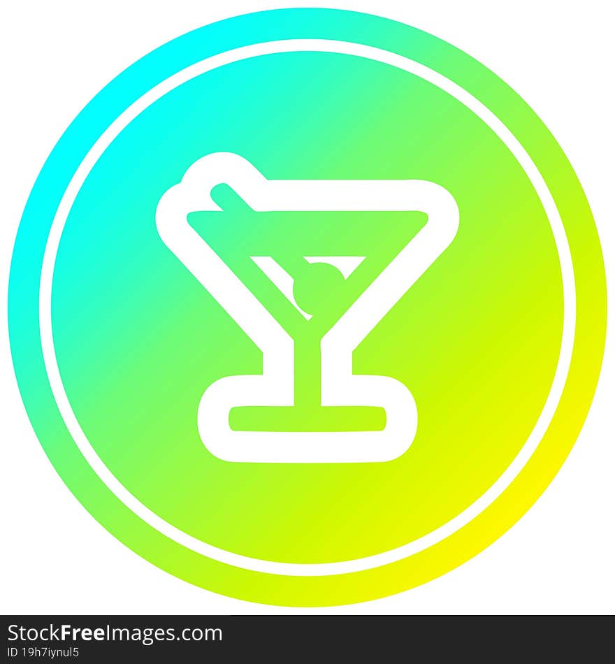 cocktail with olive circular icon with cool gradient finish. cocktail with olive circular icon with cool gradient finish