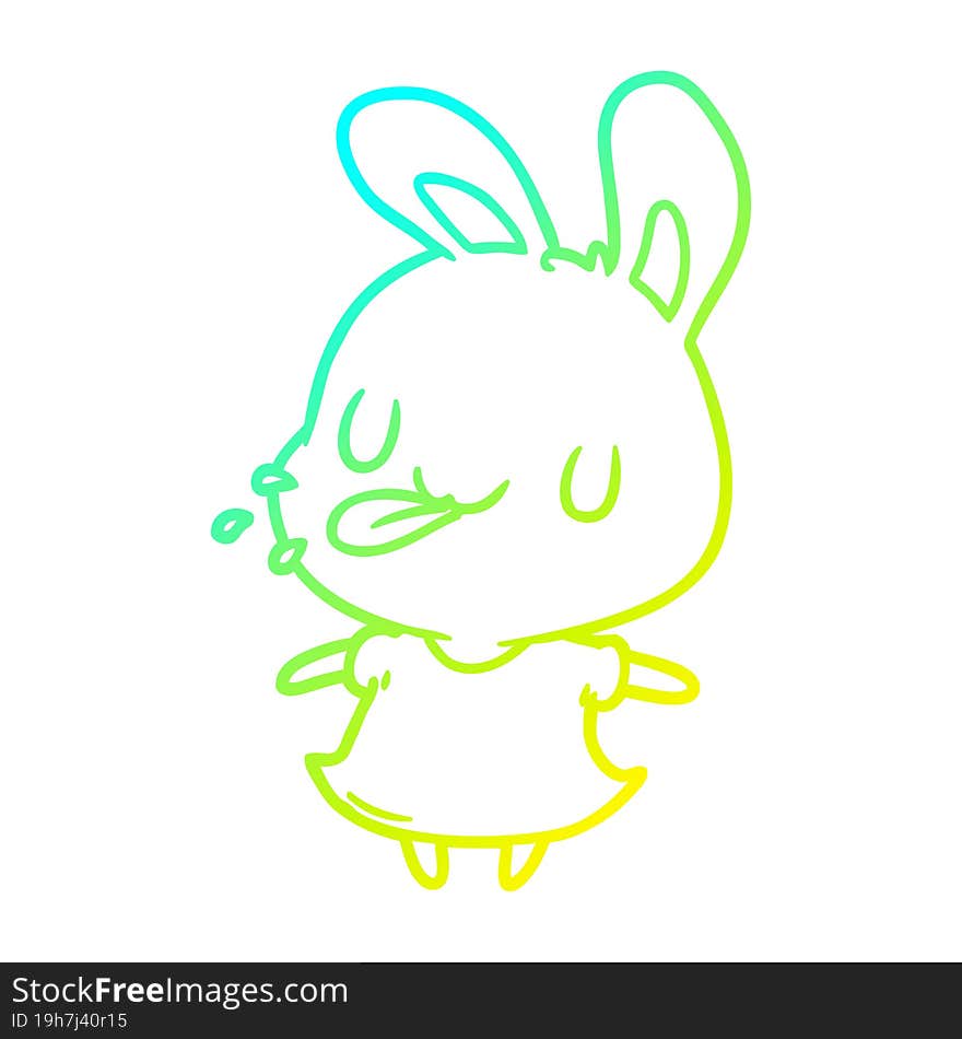 cold gradient line drawing of a cute rabbit blowing raspberry