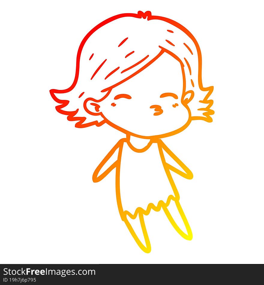 warm gradient line drawing of a cartoon woman