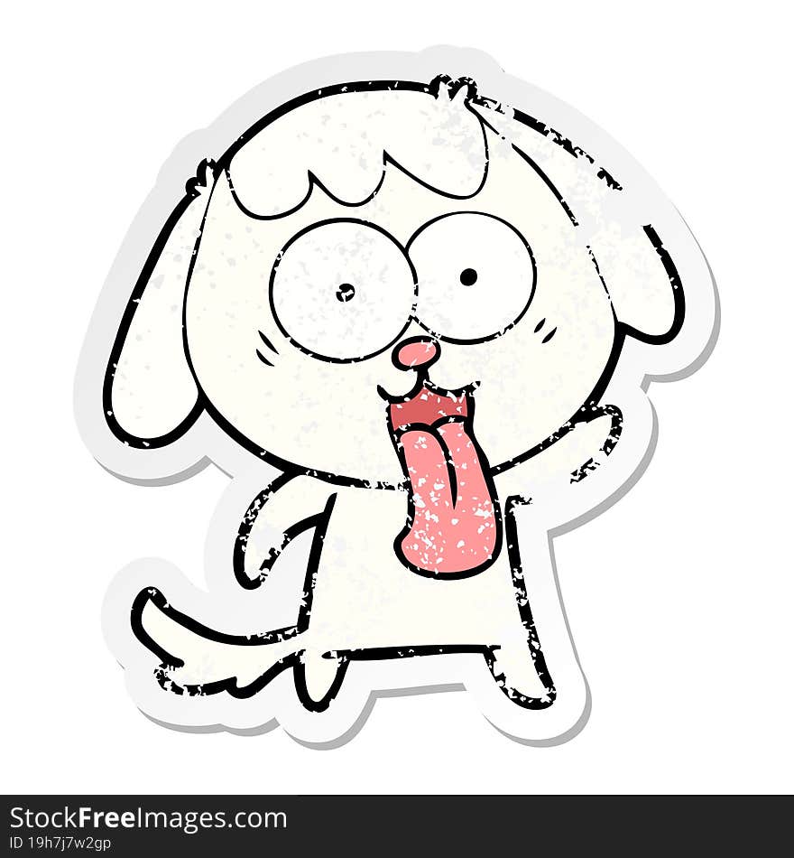 Distressed Sticker Of A Cute Cartoon Dog