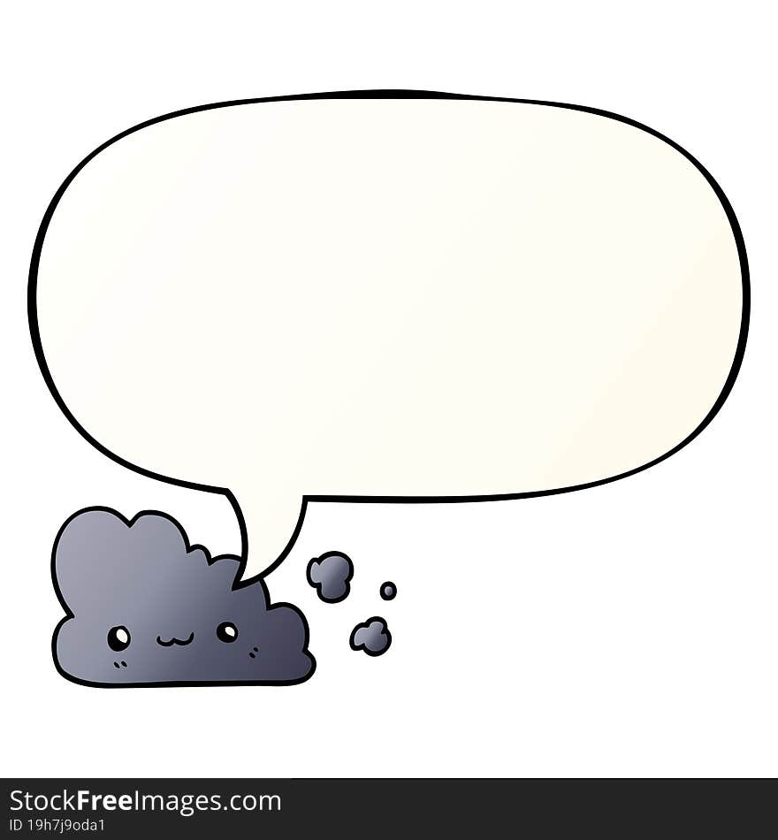 Cute Cartoon Cloud And Speech Bubble In Smooth Gradient Style