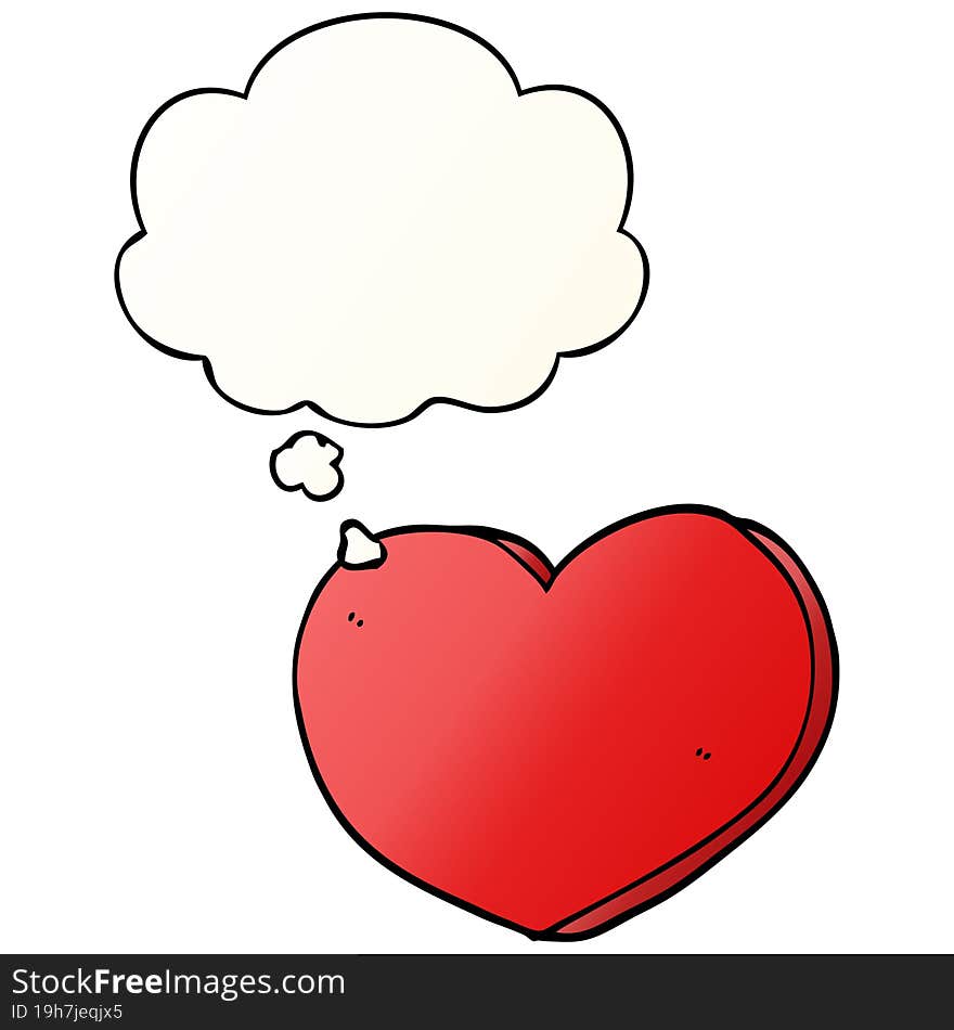 cartoon heart with thought bubble in smooth gradient style