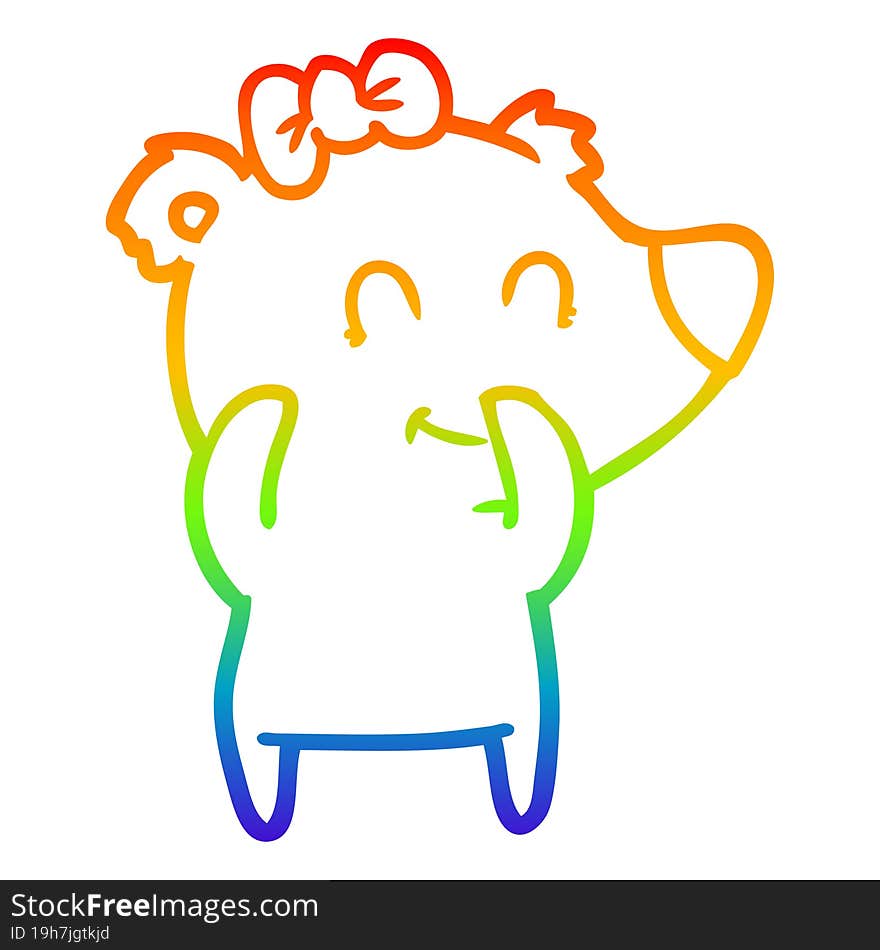 rainbow gradient line drawing female bear cartoon