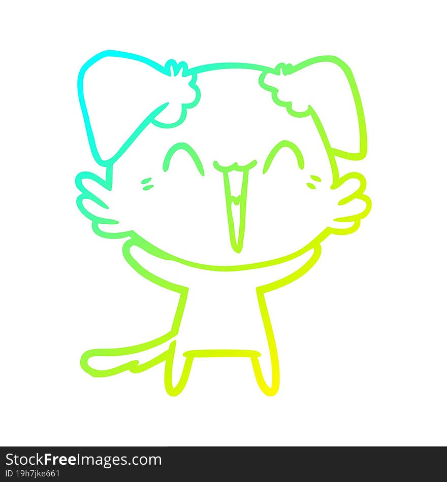 cold gradient line drawing happy little dog cartoon