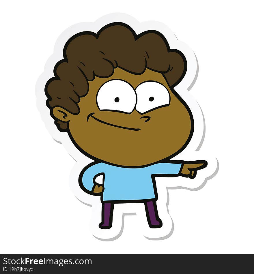 sticker of a cartoon happy man