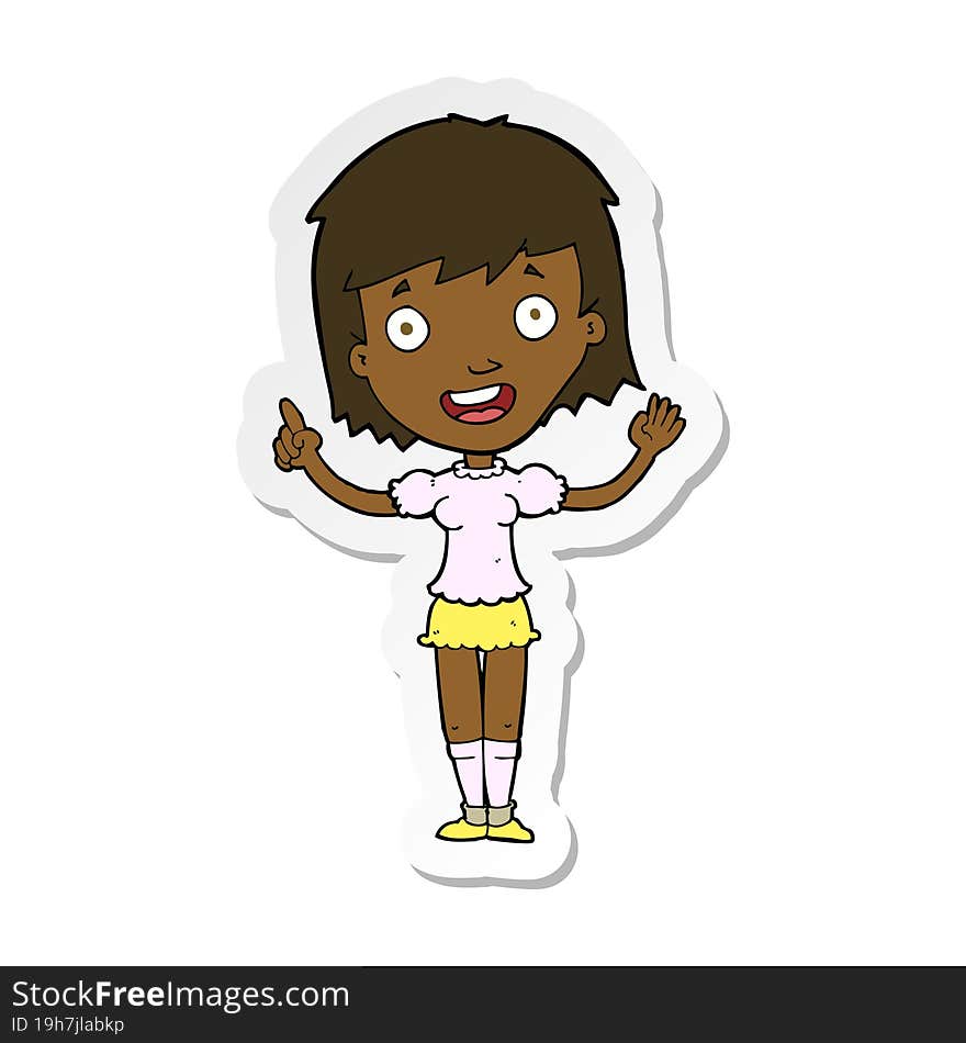 Sticker Of A Cartoon Woman Pointing