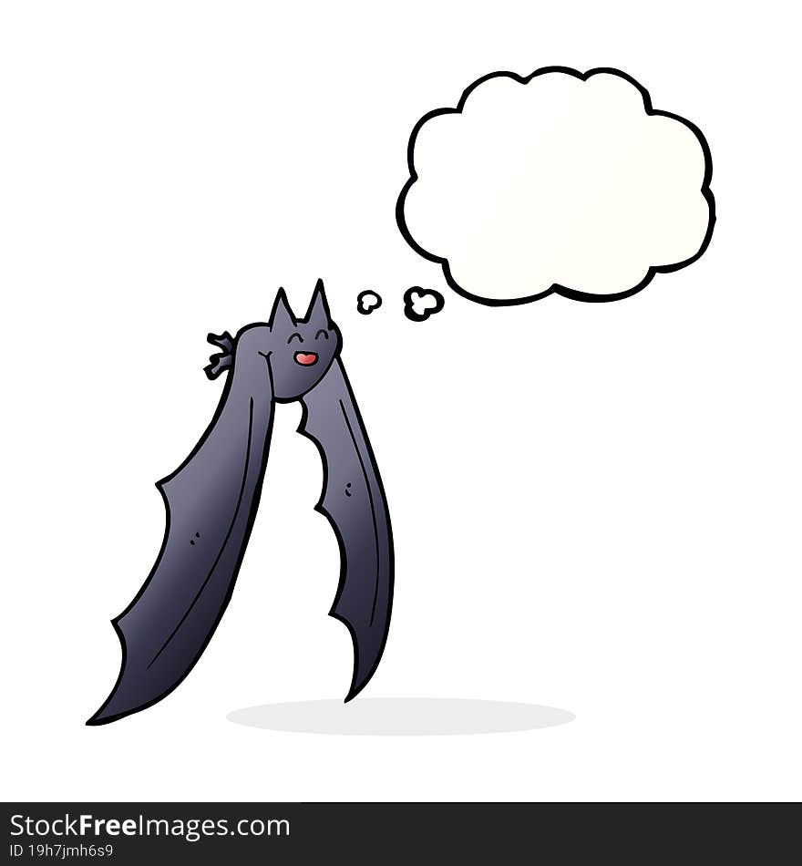 Cartoon Flying Bat With Thought Bubble