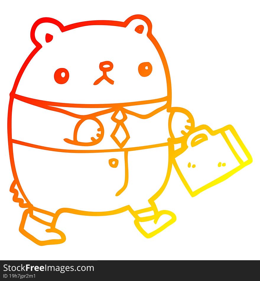 warm gradient line drawing cartoon bear in work clothes