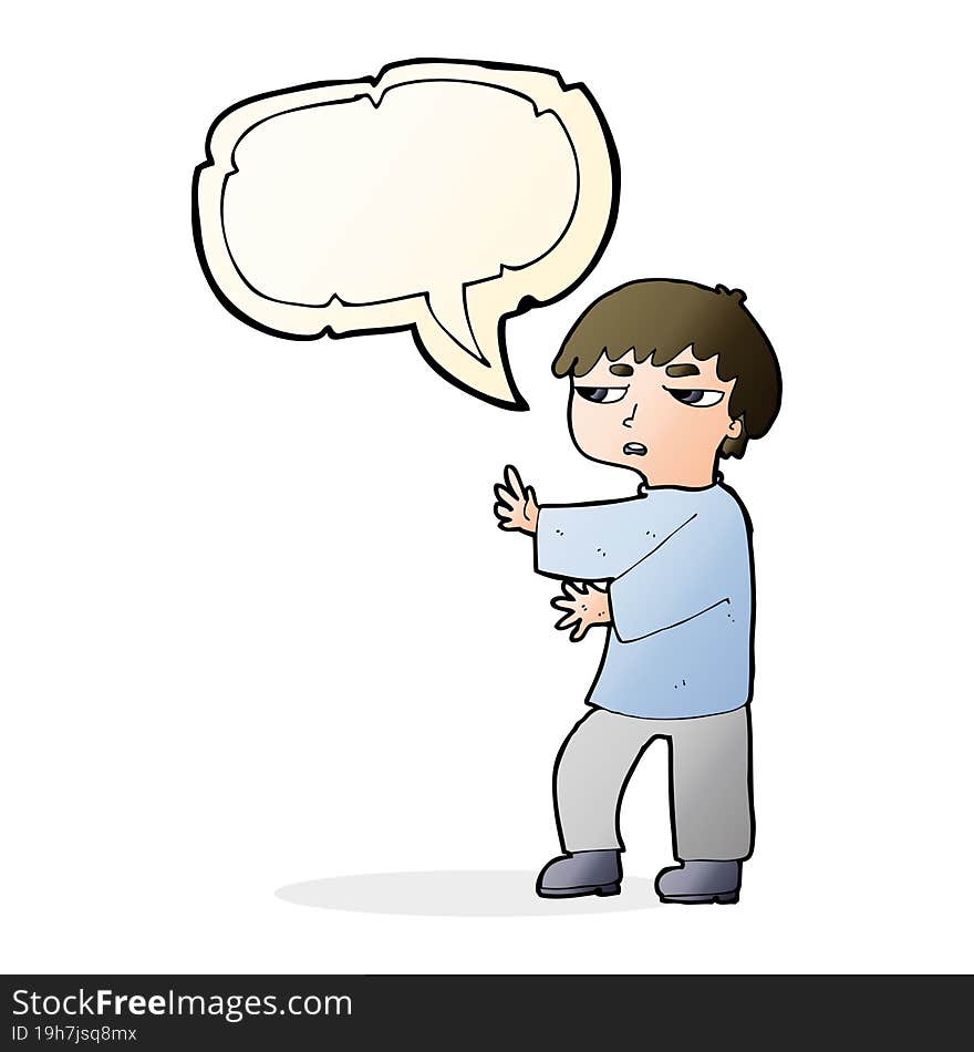 Cartoon Man Gesturing With Speech Bubble