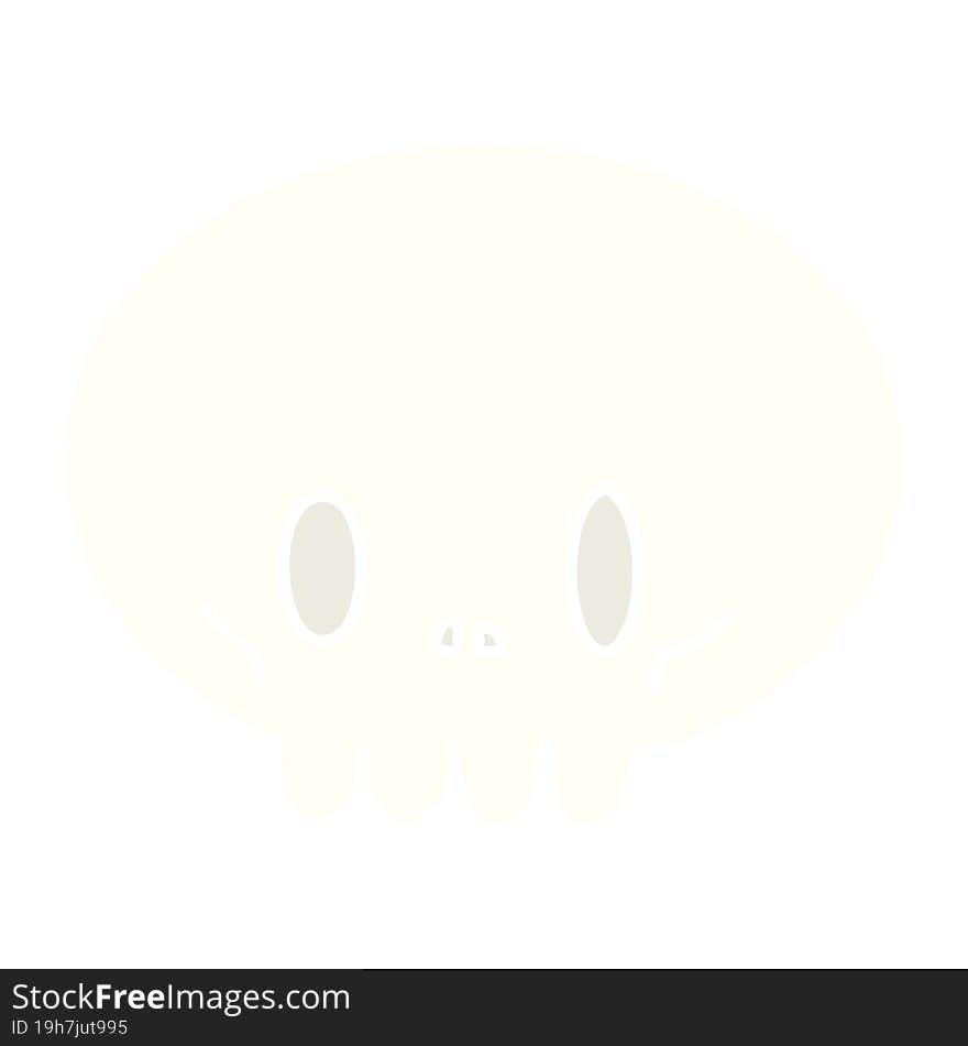 flat color style cartoon skull