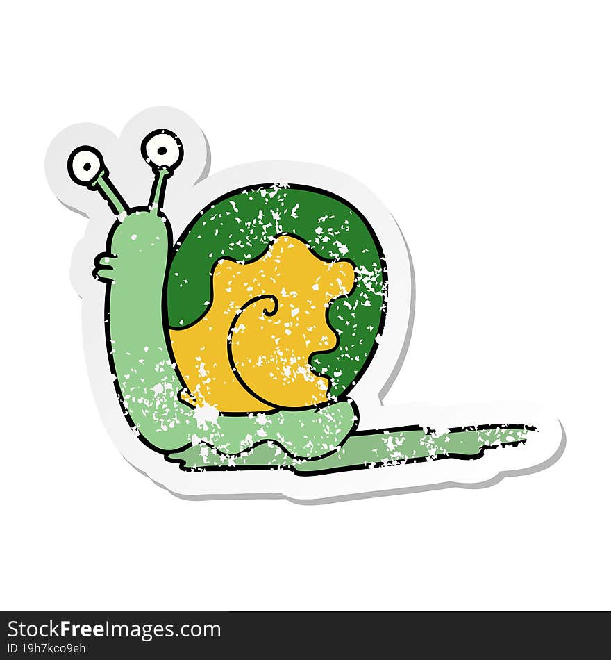 distressed sticker of a cartoon snail