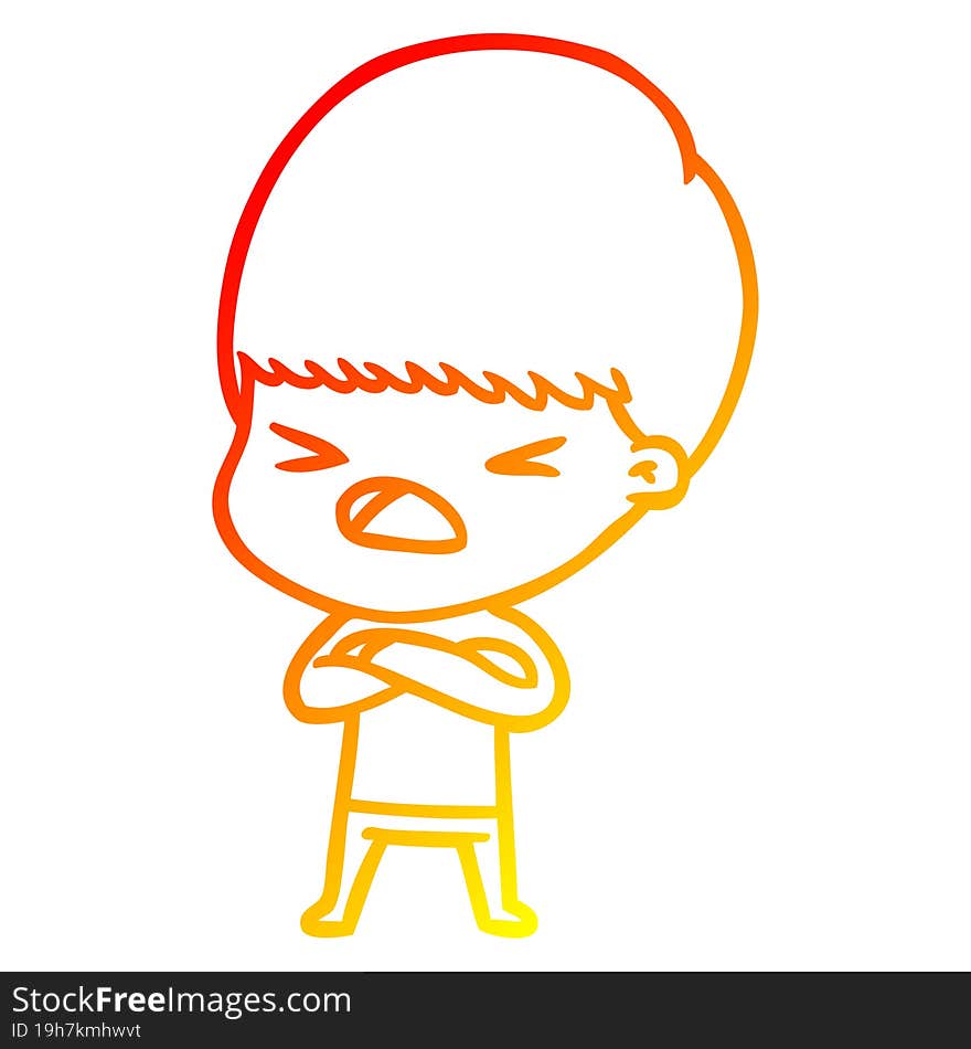 Warm Gradient Line Drawing Cartoon Stressed Man