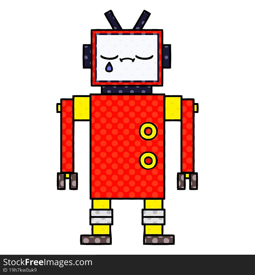 comic book style cartoon of a robot