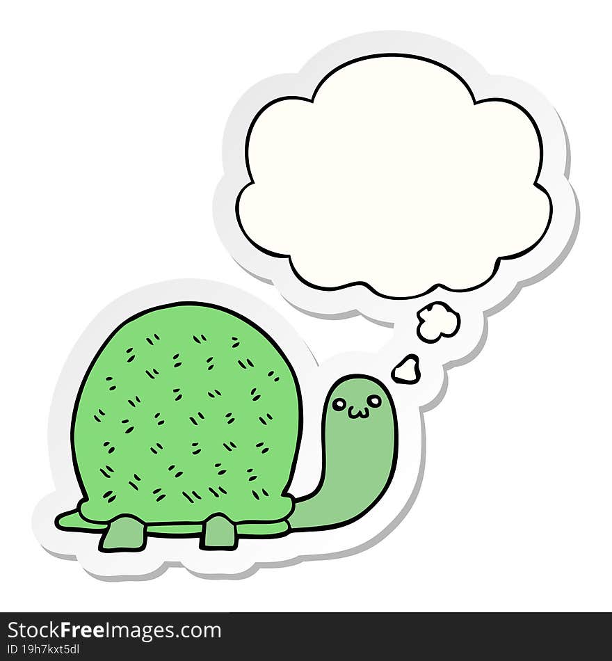 cute cartoon turtle and thought bubble as a printed sticker