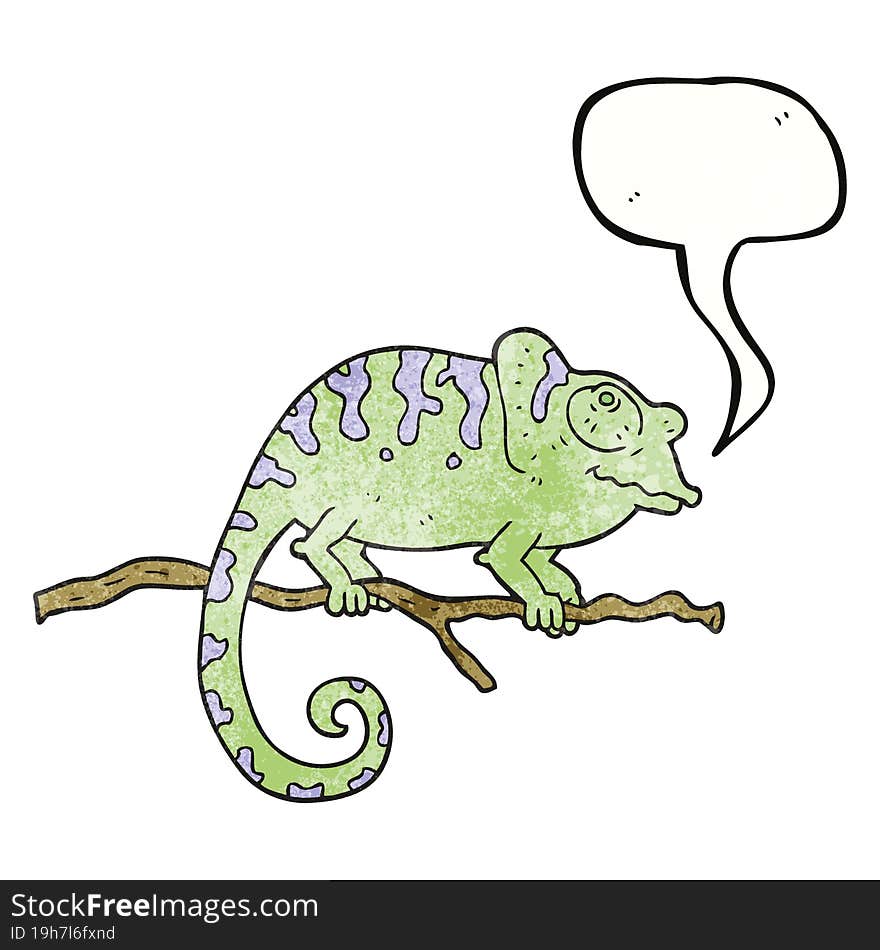 speech bubble textured cartoon chameleon