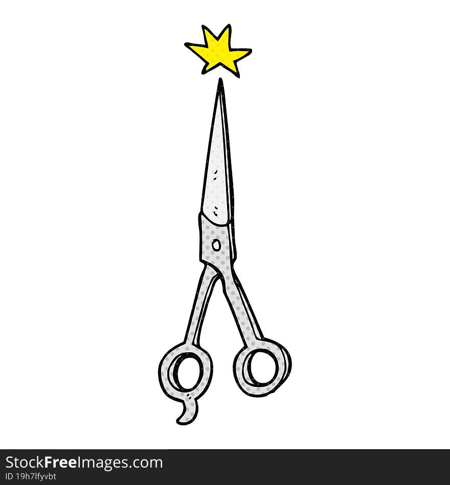 freehand drawn cartoon barber scissors