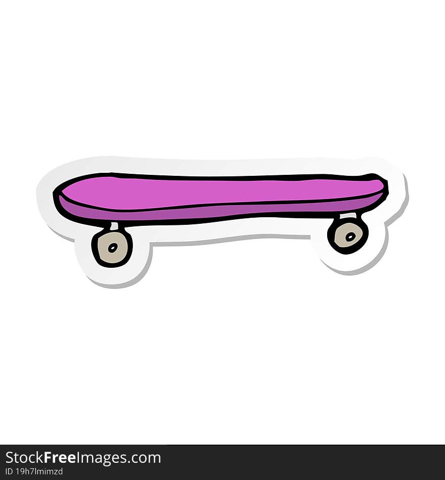 Sticker Of A Cartoon Skateboard